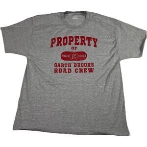 Garth Brooks T Shirt Size XL Gray World g Tour Road Crew Concert Tee Hanes Beefy